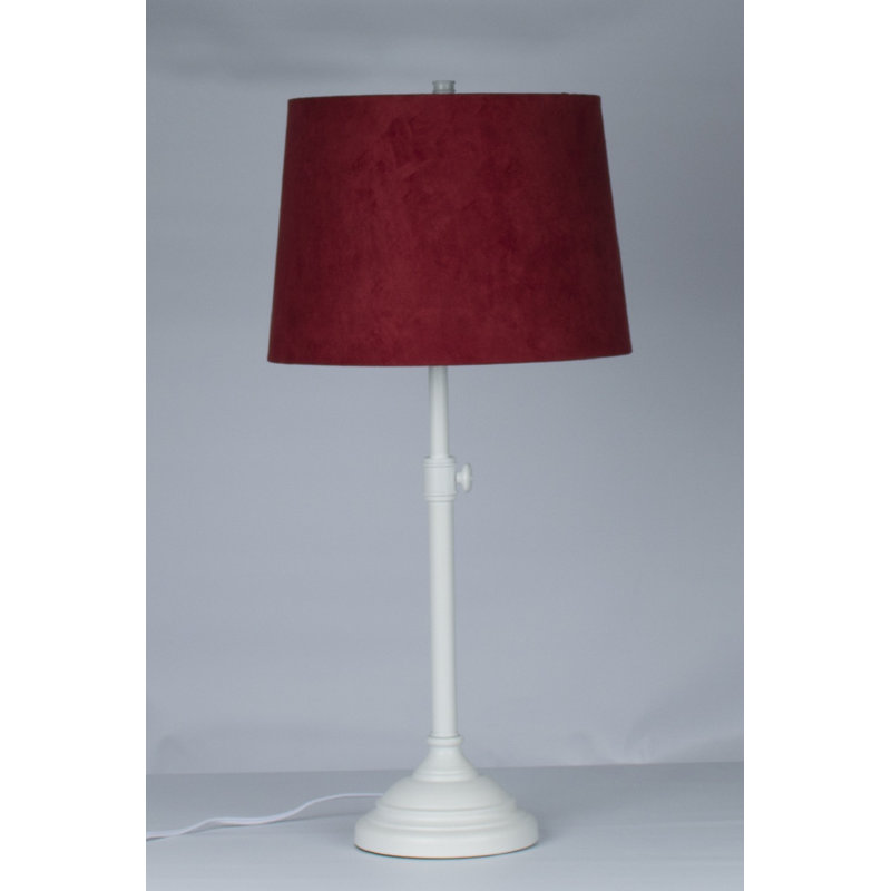 Caitlynne Metal Table Lamp, Red Suede, White