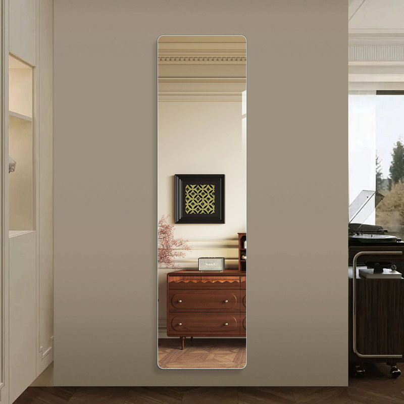 59 po X 16 po Miroir mural rectangulaire pleine longueur, miroir en verre argenté sans cuivre de 5 mm pour la chambre à coucher et le placard, support incassable