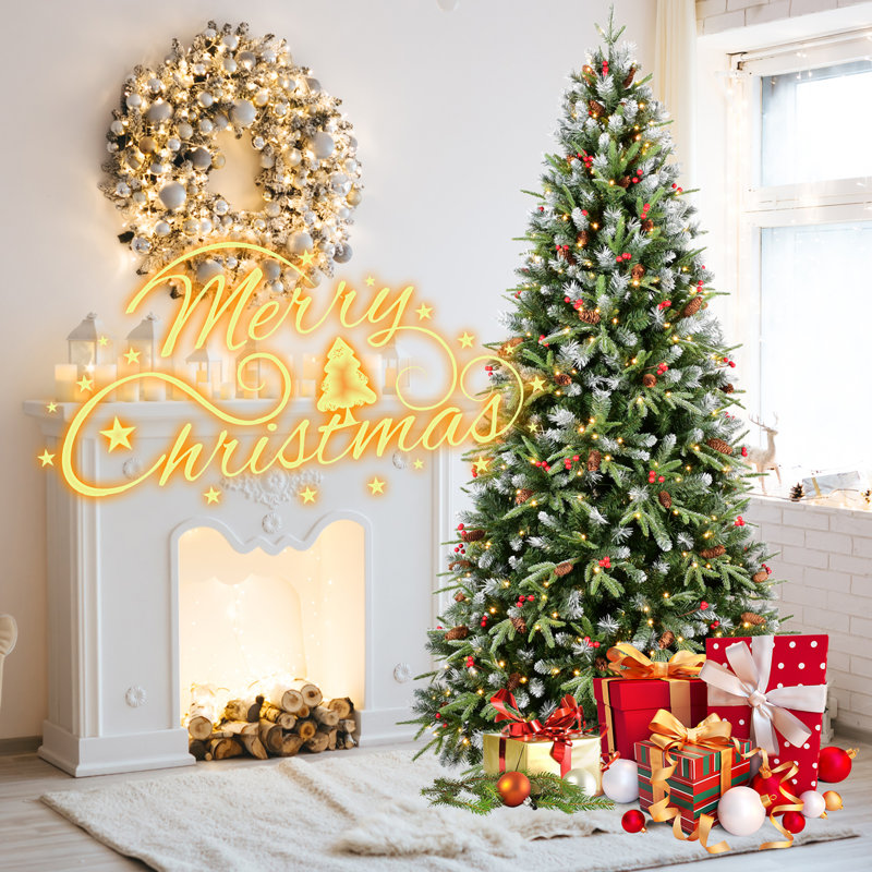 Arbre de Noël avec 150 lumières DEL blanc chaud, 7'