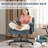 26" Wide Teddy Velvet Criss Cross Office Chair with Wheels, Cross-Legged Desk Chair with Flip-Up Height Adjustable Arms, Lumbar Support, Swivel Vanity Chair for Home Office, Bedroom, Study, 350 lbs-1909675317