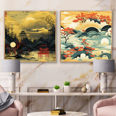 Sherborn - Abstract Landscapes Square Collage Set Of 2