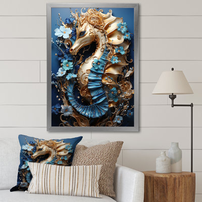 «Sapphire Seahorse Delicate Drips I», reproduction sur toile