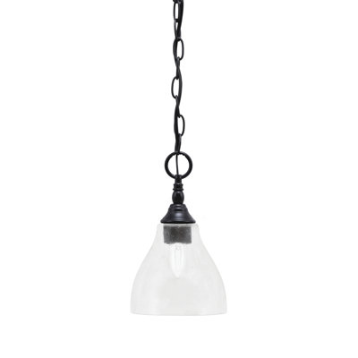 Chain Hung Mini Pendant With 6.25" Clear Bubble Glass