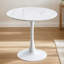 Table ronde texturée en marbre, table de salle à manger, table de salle à manger, table de cuisine, plateau en panneau de fibres à densité moyenne et base tulipe en acier, table basse pour le salon 24 po-663453334