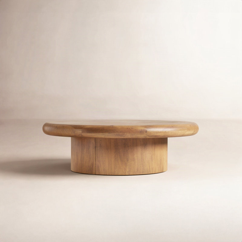 Table basse à piédestal Moreen Jaylon, Bois d'hévéa bruni