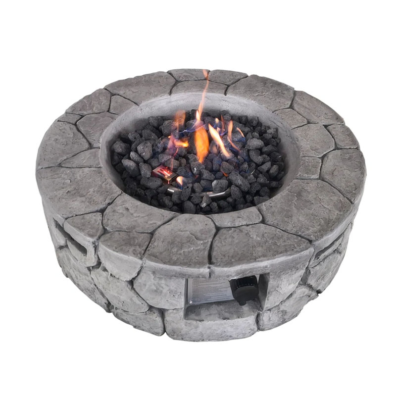 Foyer d'extérieur en béton renforcé de fibres, H 9 po x l 28 po x P 28 po, Gris Pierre