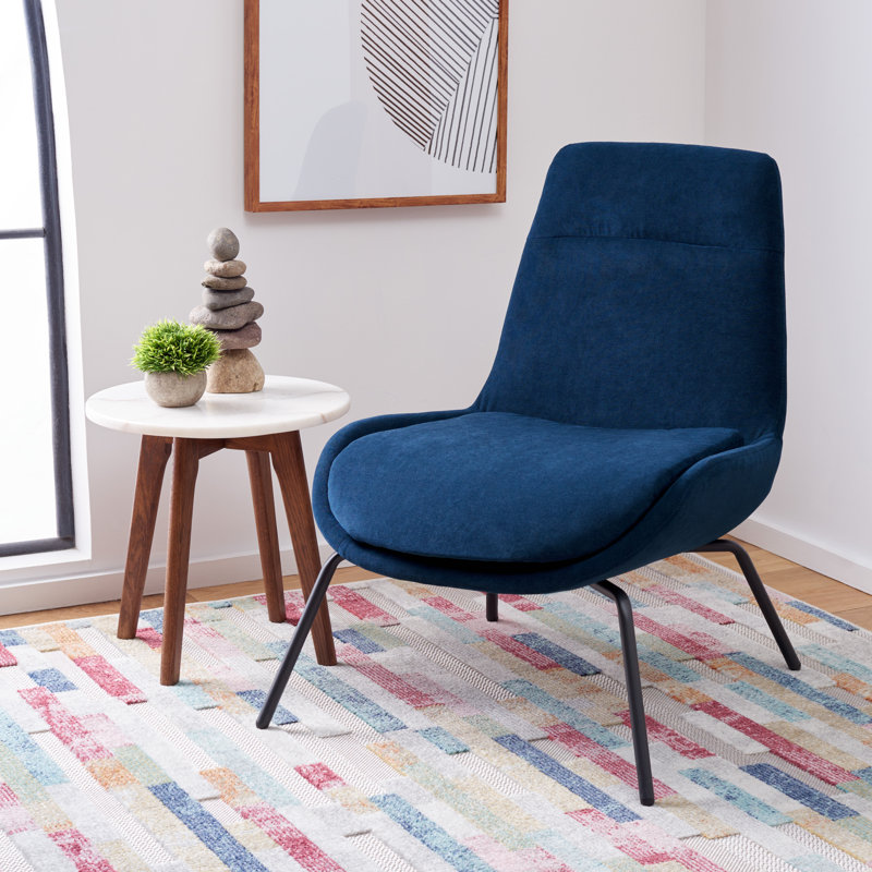 Corretta Faux Leather Slipper Chair, Navy Velvet