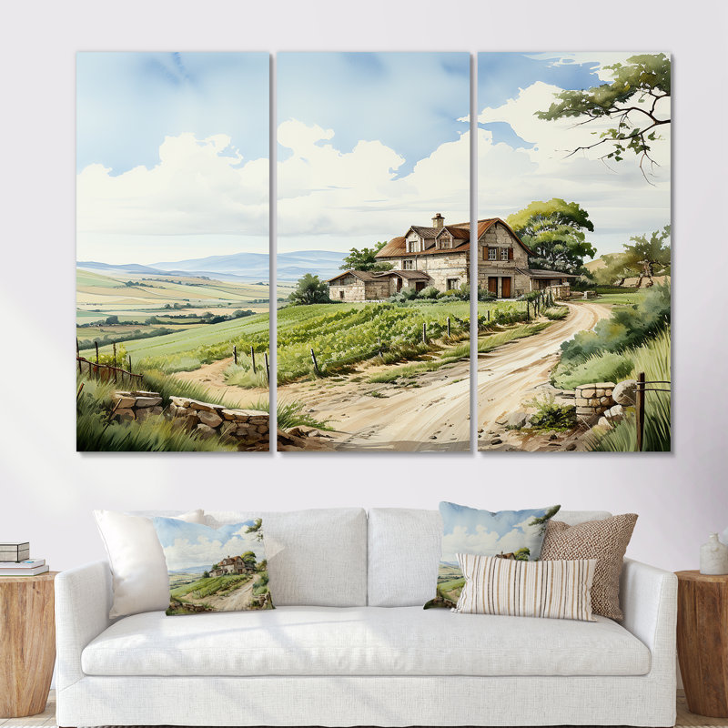 «Vineyard Scenery Landscape Beauty - Vineyard», ensemble de reproduction d'art mural, Toile tendue