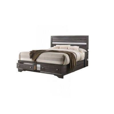 Traditional Style Full Size Storage Bed Made With Wood In Gray