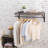 Wall Mounted Wood Shelving Unit With Metal Clothes Hanging Rod And Floating Display Shelf For Home Or Retail Storage