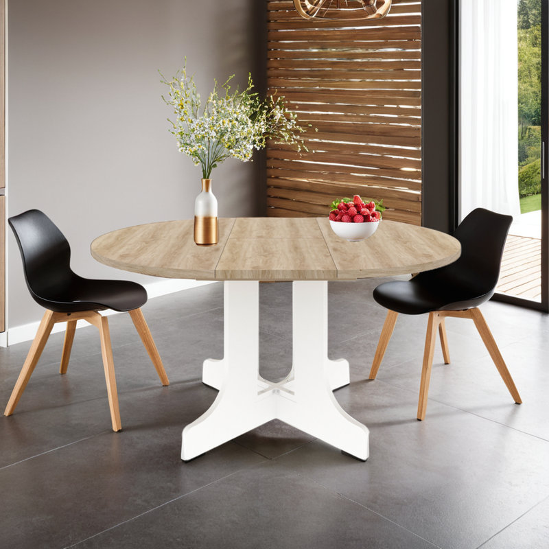 Table de salle à manger extensible Farmhouse, Brun / Blanc