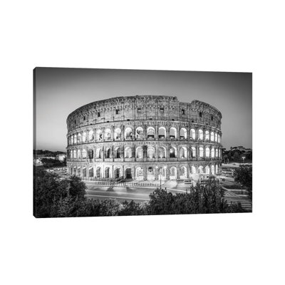 Colosseum In Rome Monochrome by Jan Becke - Wrapped Canvas Print