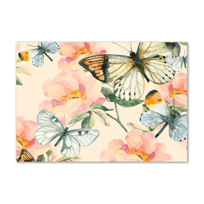 Butterflies And Flowers - Wrapped Canvas Print