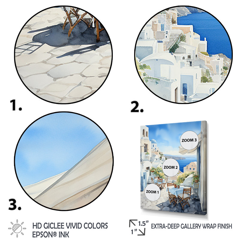 Village côtier de Santorin en Grèce 5 - Grèce, art mural, Cadre flottant noir, H 32 po x l 16 po x P 1 po