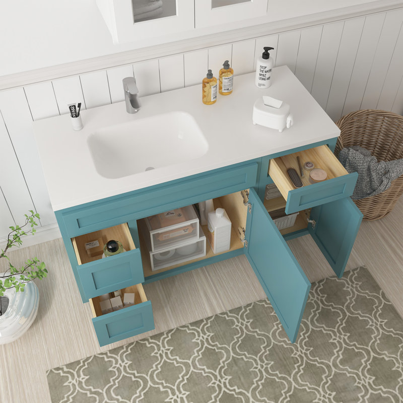 Base de meuble-lavabo simple 48 po seulement, Bleu sarcelle