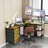 114" L-Shaped Desk With Power Hub, Industrial Gaming Desk - 6 Drawers, Removable Monitor Stand, Rustic Brown Home Office
