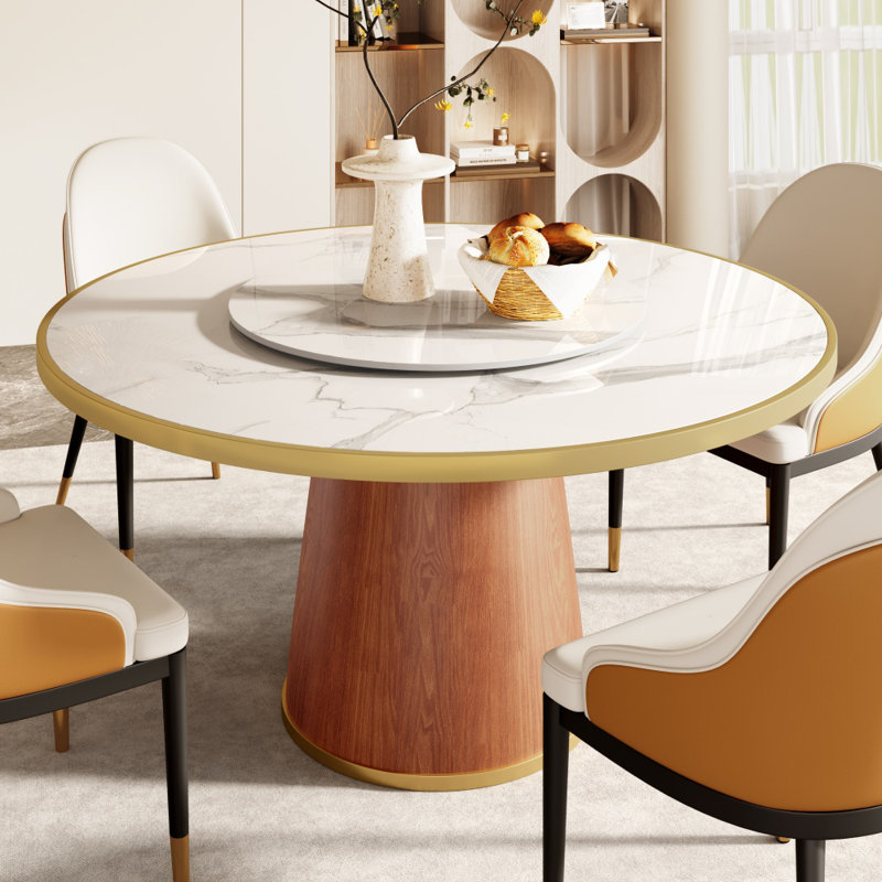 Table de salle à manger Fancy Modern, H 29,52 po x L 59,06 po x l 59,06 po, Blanc / Gris