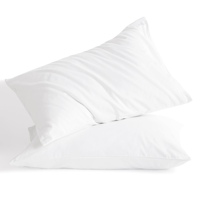 Housse de coussin 100% coton douce et respirante avec fermeture à enveloppe, Standard, Blanc