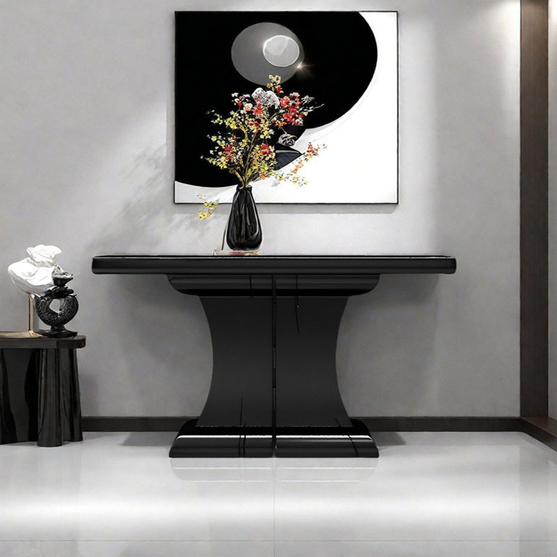 Modern Minimalist Console Table, 35.43" H x 62.99" W x 15.75" D, Black