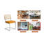 Ensemble de 2 chaises de salle à manger modernes en velours de style Mid-Century avec dossier en rotin et pieds chromés pour chaise de salon (orange)