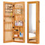 Armoire-penderie pour armoire à bijoux en bois massif avec miroir pleine longueur, 47,5 x 14,3 po, verrouillable au mur avec lumière DEL-132918190