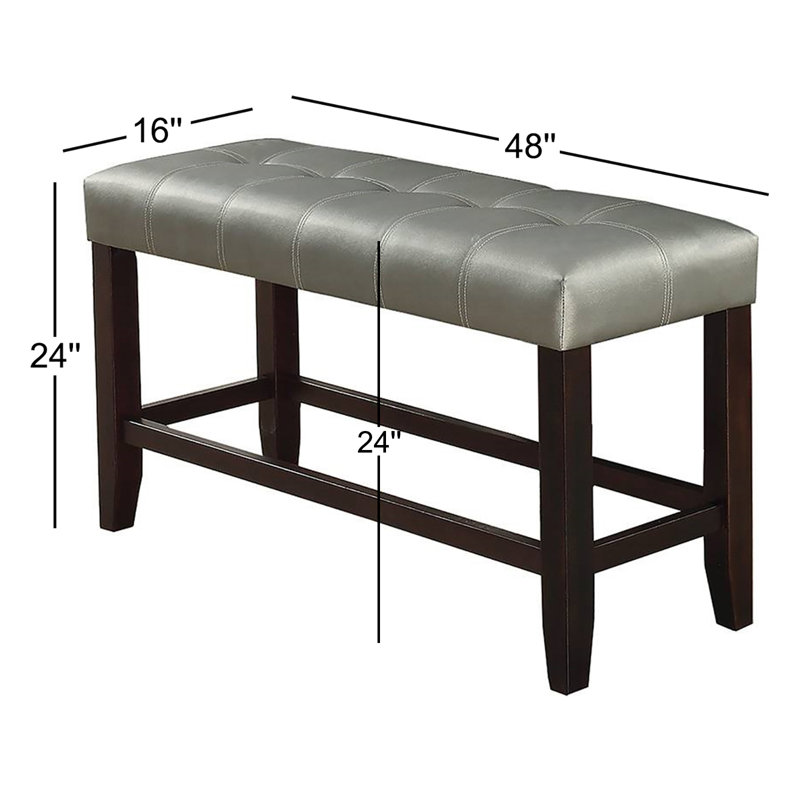 Abramnni Faux Leather Upholstered Bench, Silver/Dark Cherry