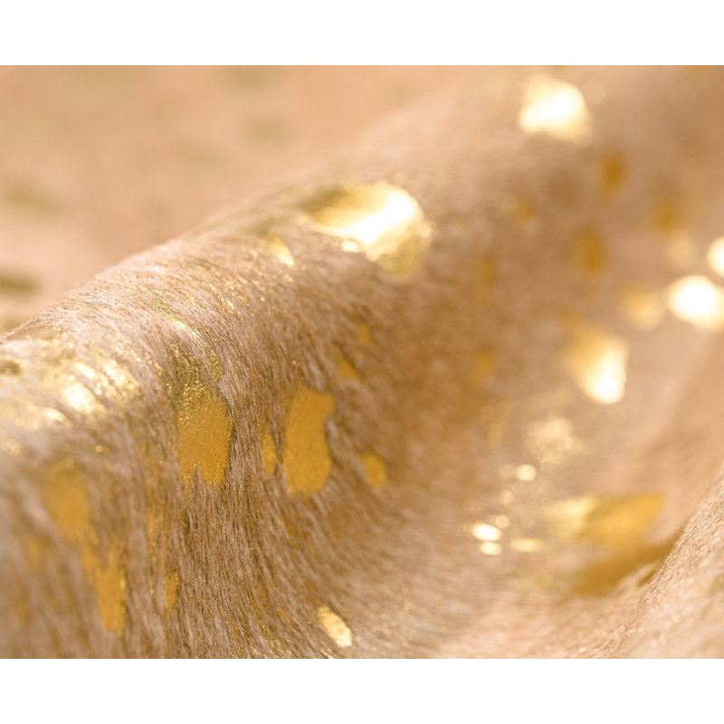 Algot Handmade Cowhide White/Gold Area Rug