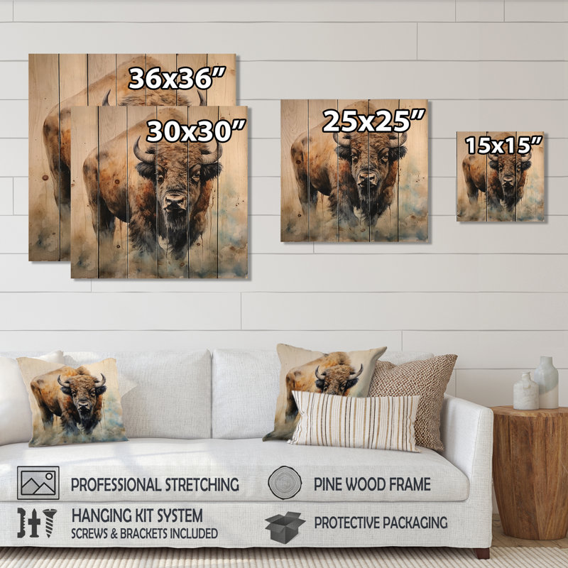 Henil - Décoration murale animaux sur bois de pin naturel, H 15 po x l 15 po
