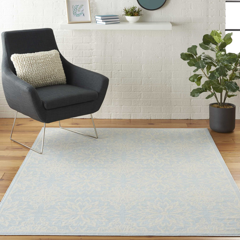 Tapis bleu clair Yurig, Rectangle 5 pi 3 po x 7 pi 3 po