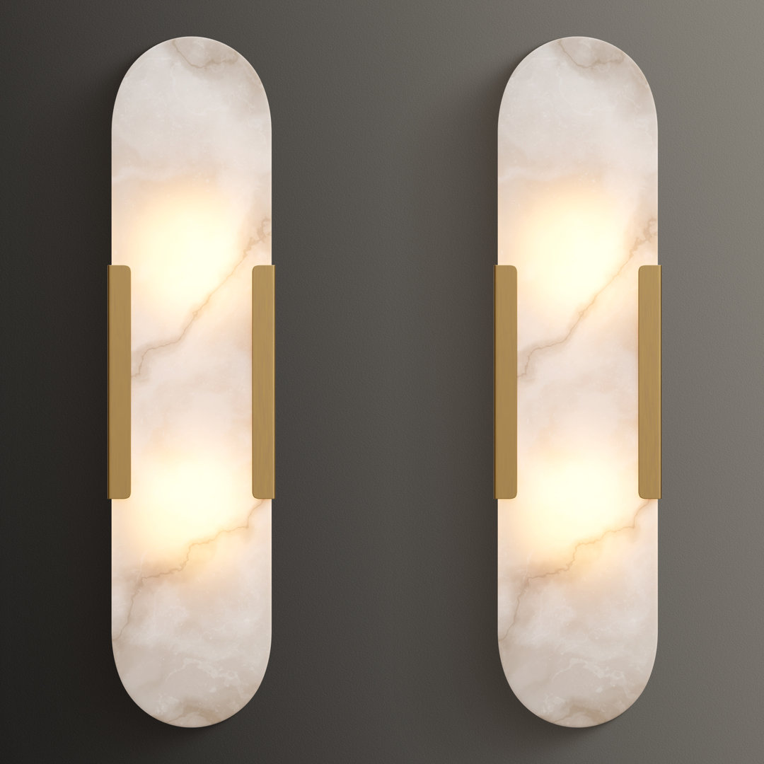 Anjuta Brass/ Natural Alabaster Wall Sconces for Bathroom (Set of 2) Orren Ellis 