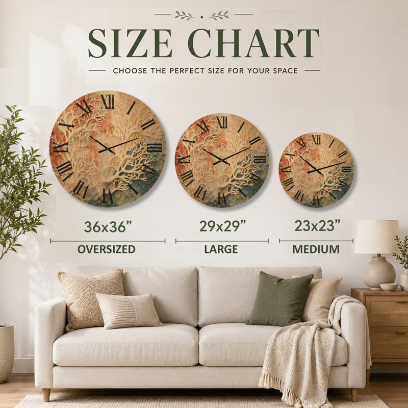 Horloge murale Coastal Coral Collage I - Extra Large Ocean, Oversized