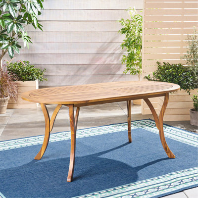 Table de salle à manger 70 "ovale en bois avec une finition pour l'extérieur