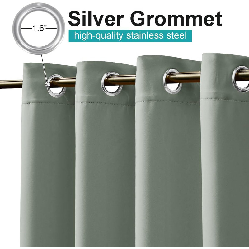 Blackout Outdoor Curtains 2 Panels Waterproof, Thermal Insulated Stainless Steel Rustproof Grommet Indoor Outdoor Curtains & Drapes for Yard/Gazebo Grommet