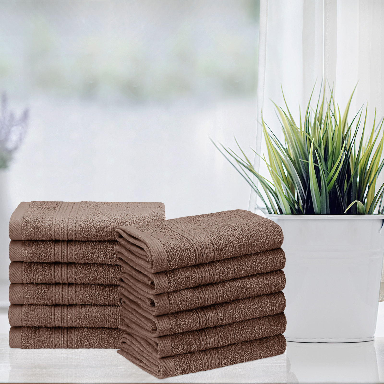 Simba Eco-Friendly Sustainable Cotton Washcloth Towel, Coffee