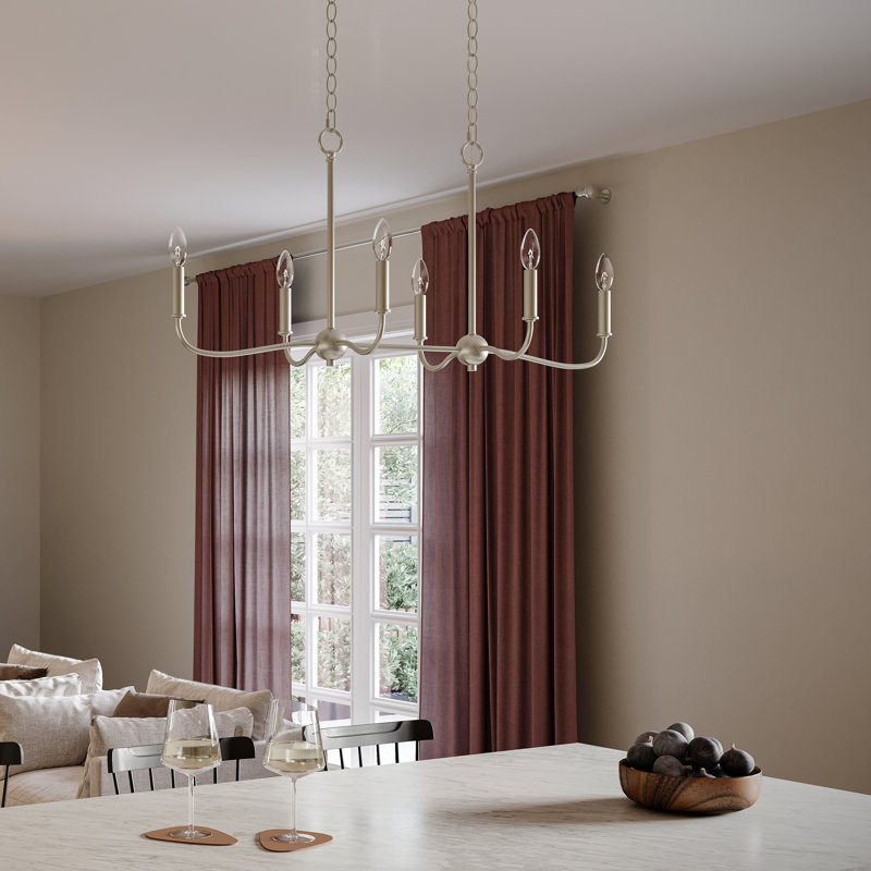 Lustre îlot 6 lumières Ilia, Nickel brossé