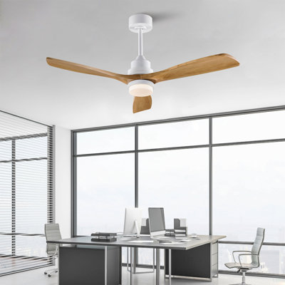 Hot Ventilateur de plafond moderne de 52 pouces avec moteur à courant continu réversible à télécommande 3 pales à intensité variable 3 couleurs