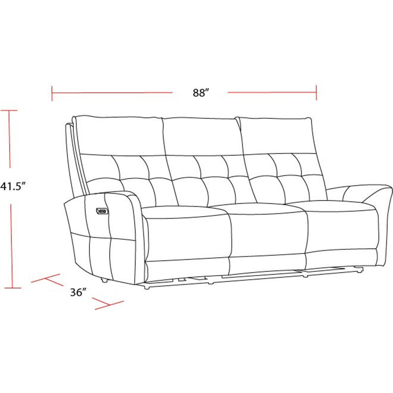Canapé inclinable en cuir véritable à accoudoirs évasés 86,8 po Kondzha