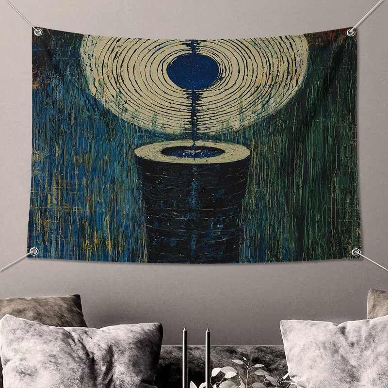 Tapisserie murale abstraite - art mural, H 51 po x l 60 po avec 4 œillets
