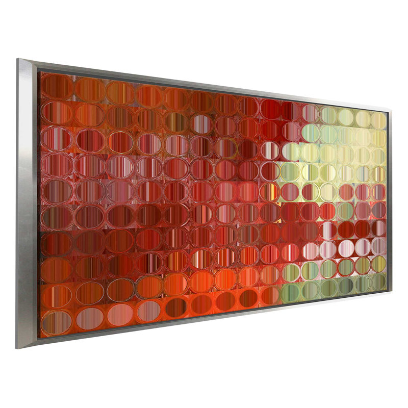 «Circles and Squares 42», impression, H 21,5 po x l 33,5 po x P 2 po, Cadre flottant argent