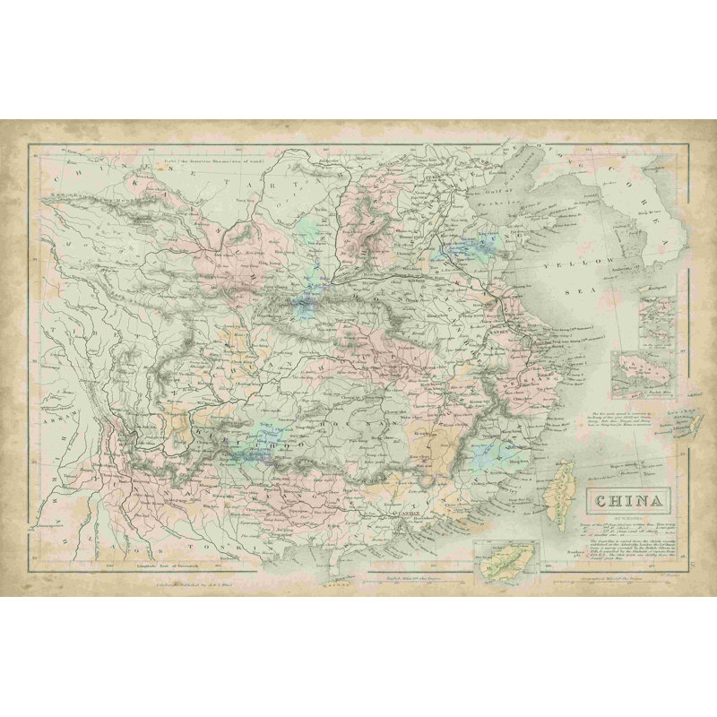 " Map Of China " by W. Hughes, 8" H x 12" W  