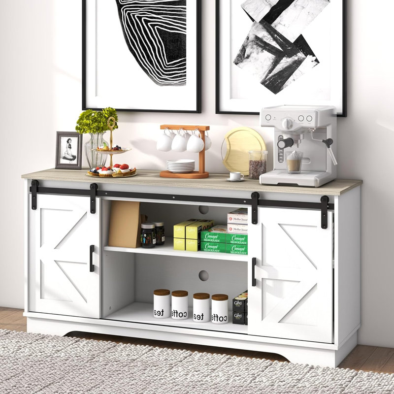 Sideboard, White cabinet+gray desktop