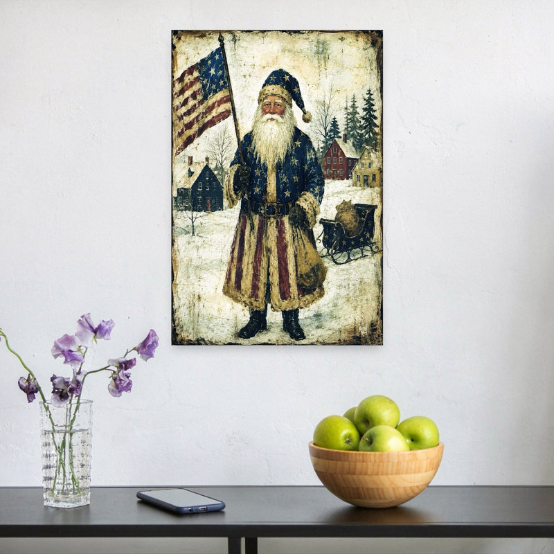 Freedom Santa Vintage Winter Wall Art Print, 60.96cm H x 40.64cm W