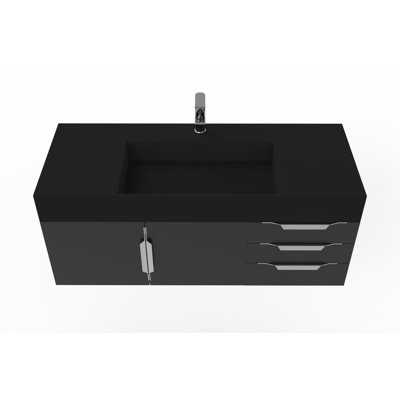 Meuble-lavabo mural simple 48 po avec comptoir à surface solide 48 po