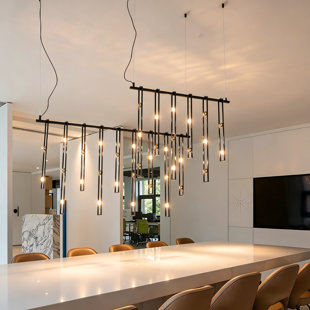 37-bulb Led Drop System Chandelier With Acrylic Shades In Slim Frames