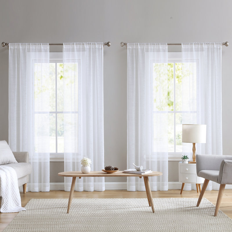 Solid Sheer Rod Pocket Curtain Panels, 38" W x 96" L