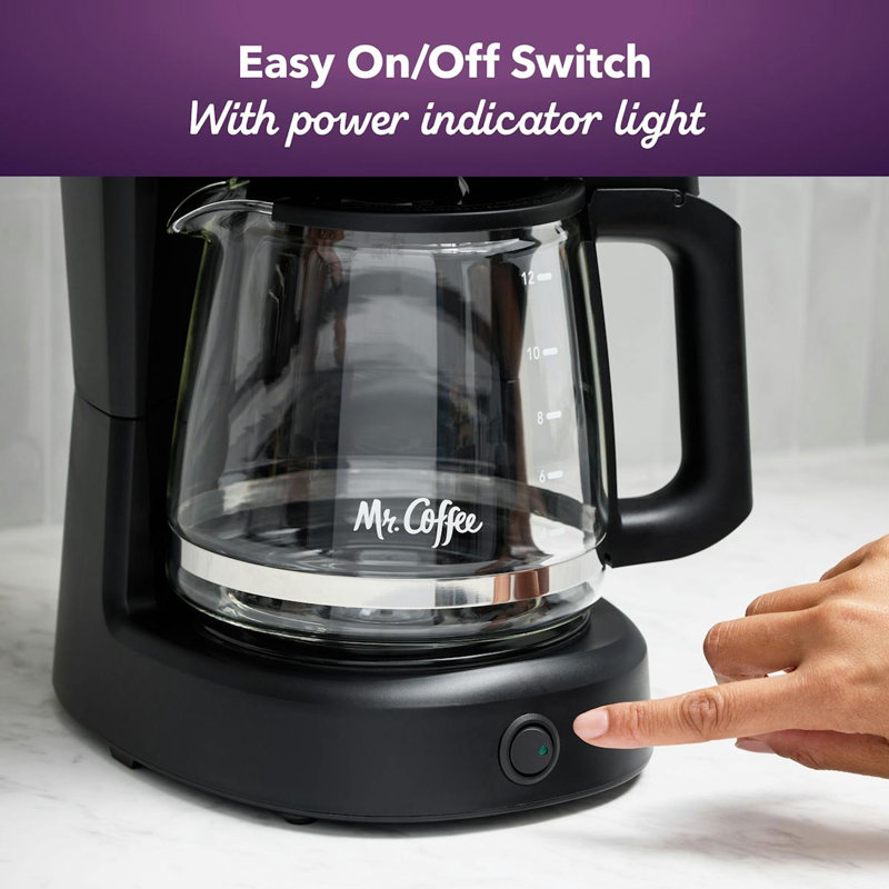 Mr. Coffee 12-Cup Easy On/Off Switch Electric Coffee Maker in Black