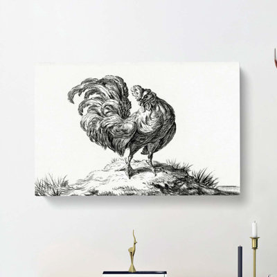 Sketch Of A Rooster by Jean Bernard - Wrapped Canvas Print