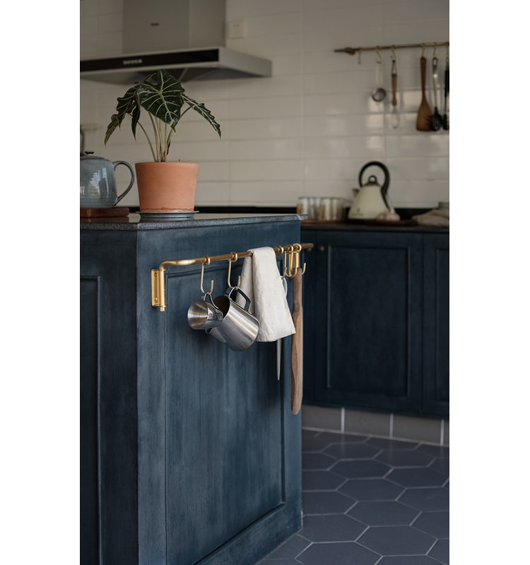 Rustic Solid Brass Kitchen Utensil Rail