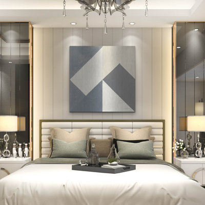 Ivy Bronx 'Triangles 4 Teal C' by Mike Schick Metal Wall Art