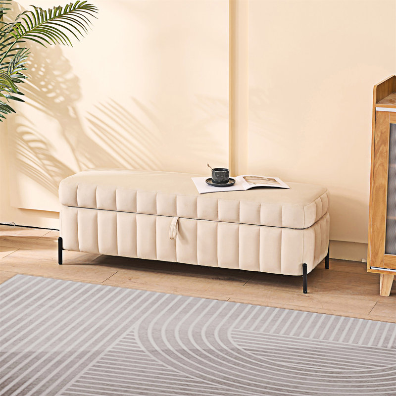 Repose-pieds rembourré avec repose-pieds, Beige